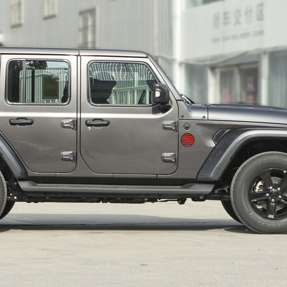 American Flag Emblem '4x4 Round' Metal Car Sticker