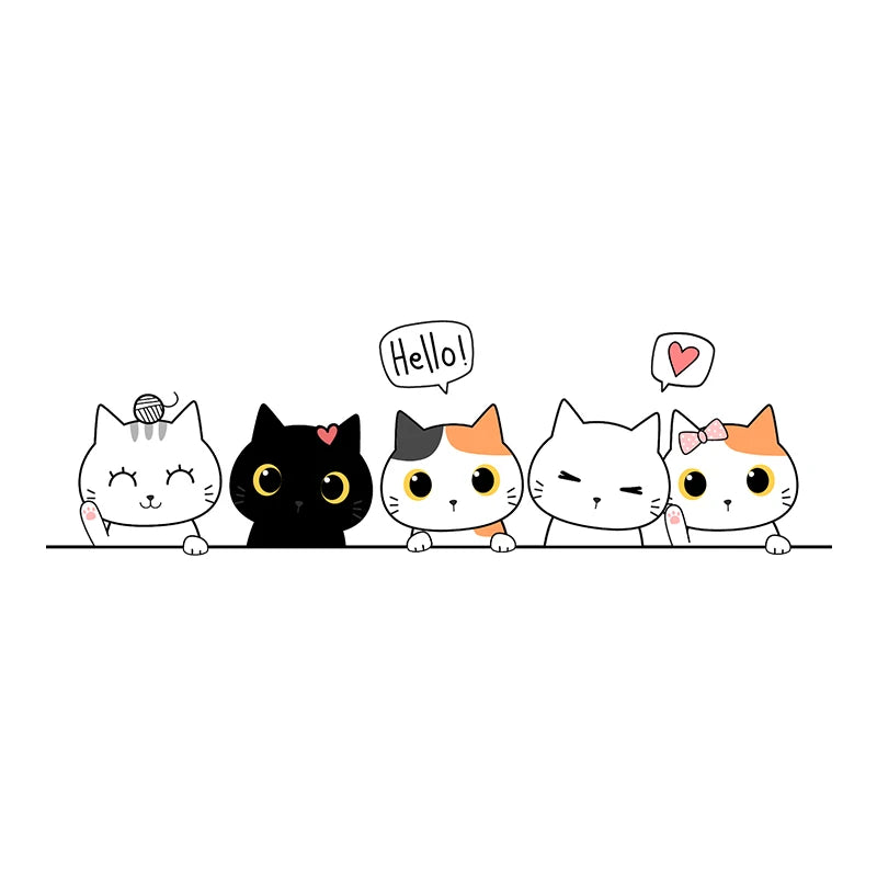 Cute 'Lovely Cats' Vinyl Car Peeker Sticker