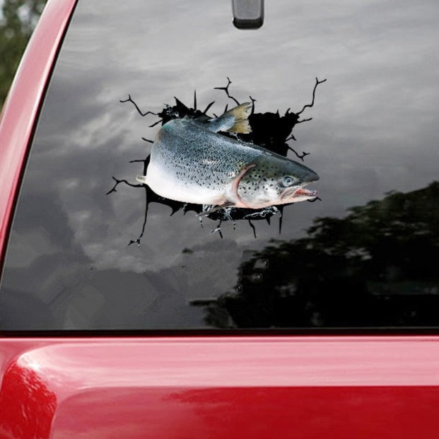 Atlantic Salmon 'Swim Left' Car Window Vinyl Sticker