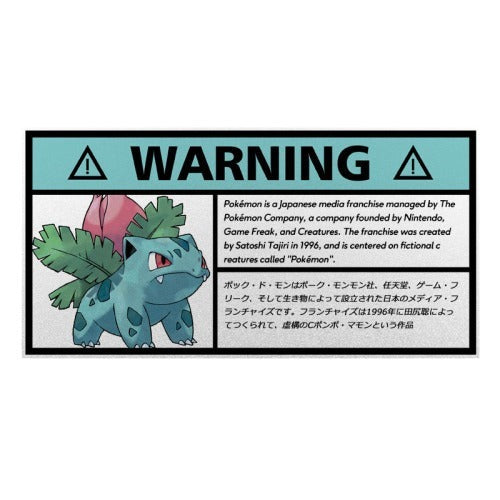 Warning Sign 'Ivysaur | Waiting' Vinyl Car Sticker