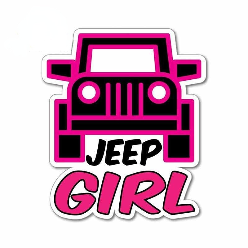 Cute 'Jeep Girl | Pink Black' Vinyl Car Sticker