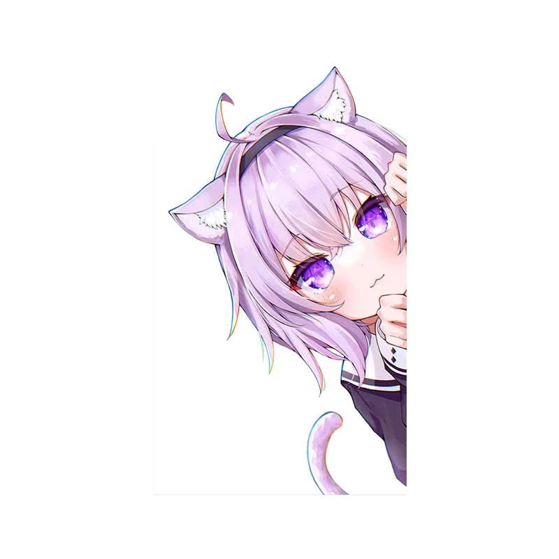 Virtual YouTuber 'Nekomata Okayu | Scared' Vinyl Car Peeker Sticker