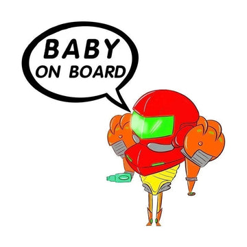 Metroid 'Samus Aran | Baby On Board | Varia Suit' Vinyl Car Sticker