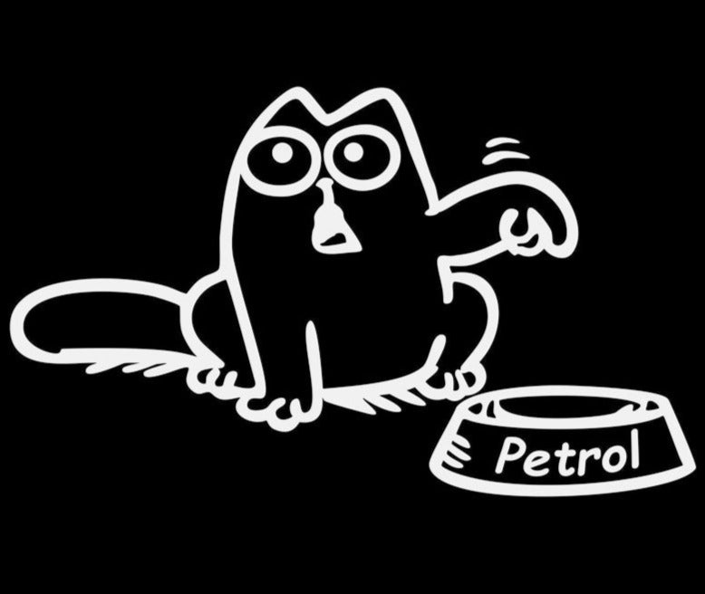 Funny 'Cat Pointing Petrol Cap' Vinyl Car Sticker