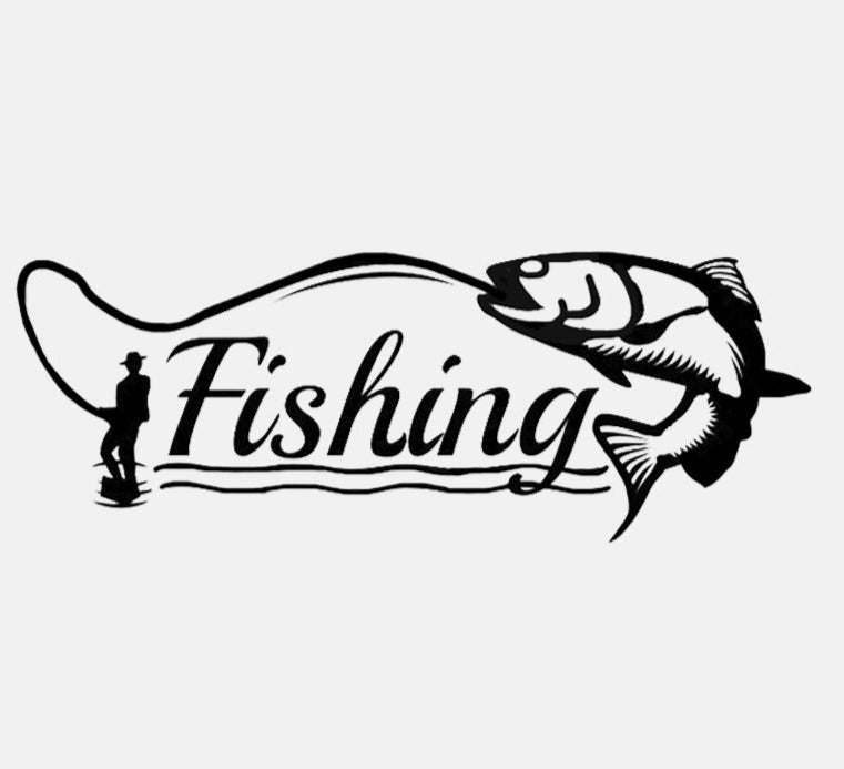 Cool 'Fishing | Black' Vinyl Car Sticker