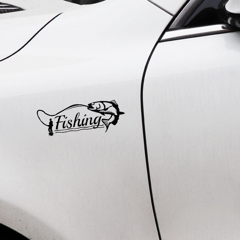 Cool 'Fishing | Black' Vinyl Car Sticker