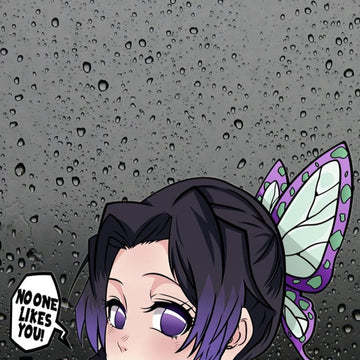 Demon Slayer 'Shinobu | No One Likes You!' Vinyl Car Peeker Sticker