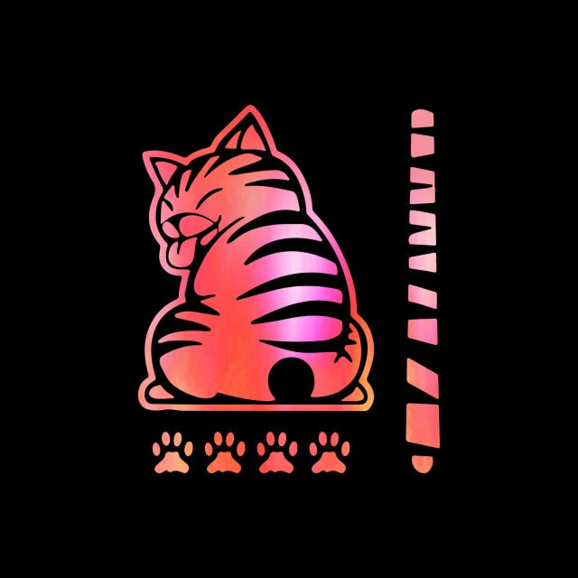 Cute Wacky Cat 'Paws and Tail' Vinyl Car Sticker