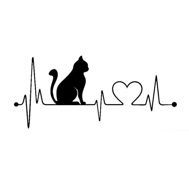 Cat Heartbeat Lifeline Vinyl Car Sticker
