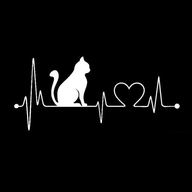 Cat Heartbeat Lifeline Vinyl Car Sticker