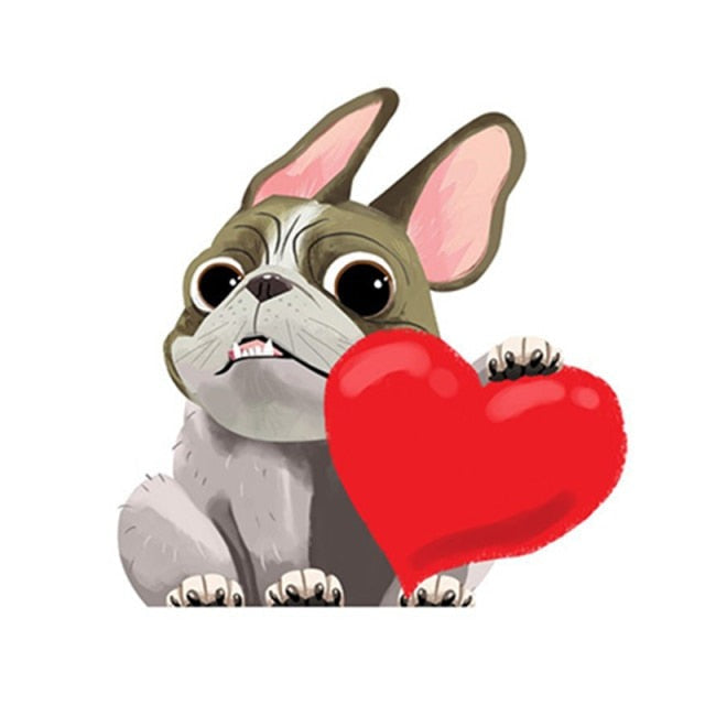French Bulldog 'Heart' Vinyl Car Peeker Sticker
