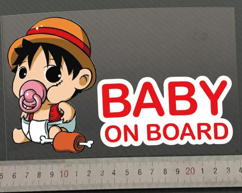 One Piece 'Luffy | Baby On Board | Pacifier | Serious' Vinyl Car Sticker