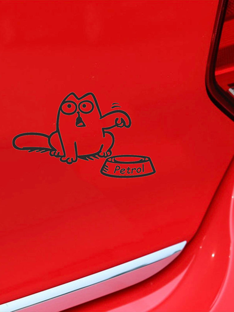 Funny 'Cat Pointing Petrol Cap' Vinyl Car Sticker