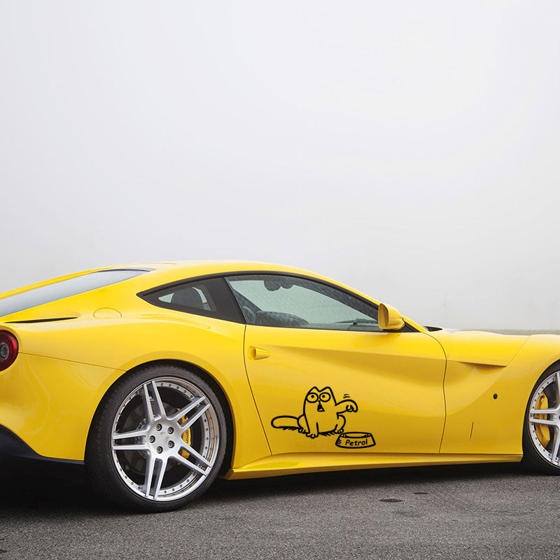 Funny 'Cat Pointing Petrol Cap' Vinyl Car Sticker