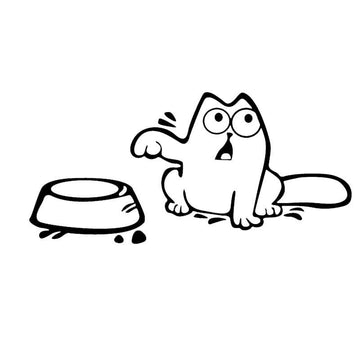 Cute 'Hungry Cat | Pointing Empty Bowl' Vinyl Car Sticker