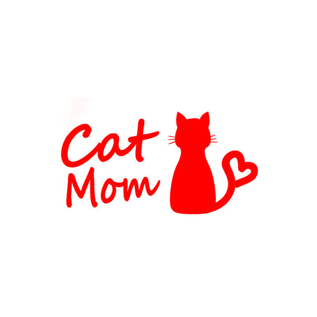 Cool 'Cat Mom | Heart Tail' Vinyl Car Sticker