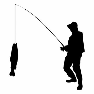 Fishing 'Man Catching Fish' Vinyl Car Sticker