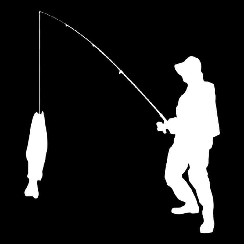 Fishing 'Man Catching Fish' Vinyl Car Sticker