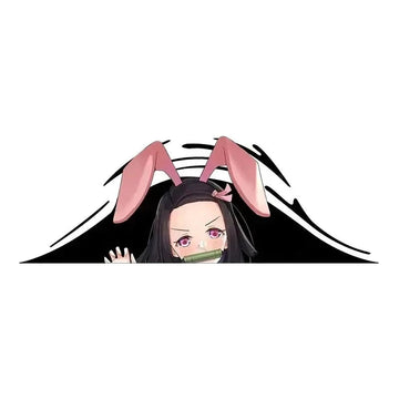 Demon Slayer 'Nezuko | Pink Bunny Ears' Vinyl Car Peeker Sticker