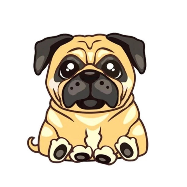 Pug 'Sitting' Vinyl Car Sticker