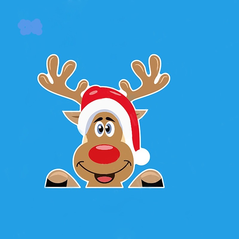 Christmas 'Smiling Rudolph | Red Nose' Vinyl Car Peeker Sticker