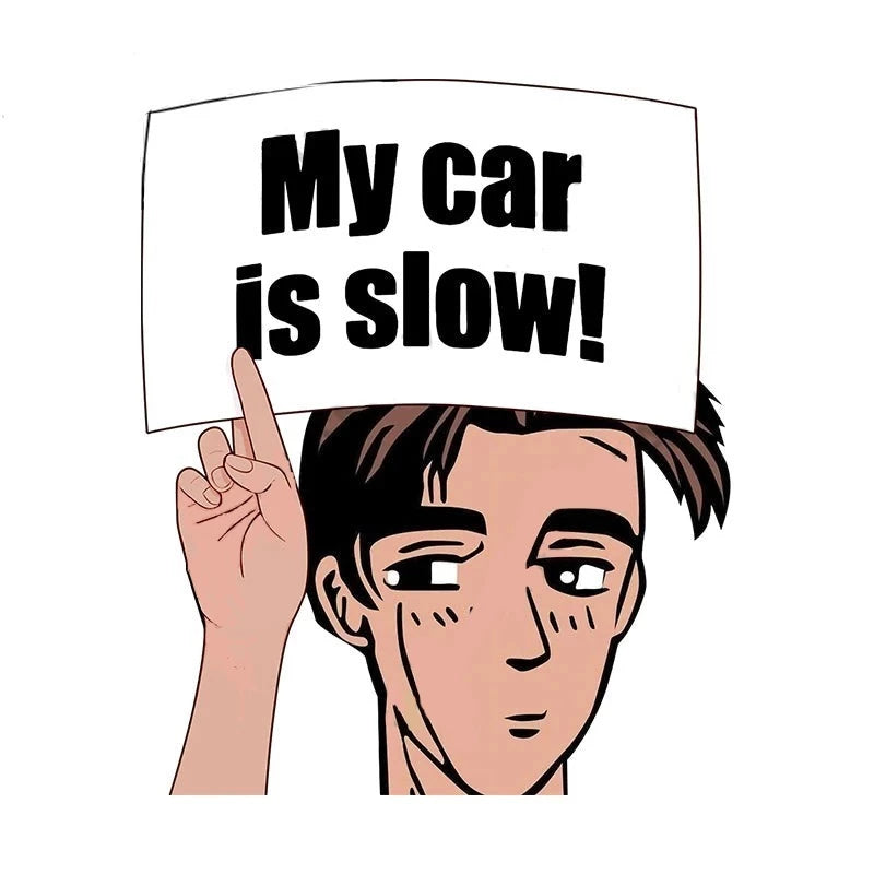 Initial D 'Takumi | My Car Is Slow! | Looking' Vinyl Car Peeker Sticker