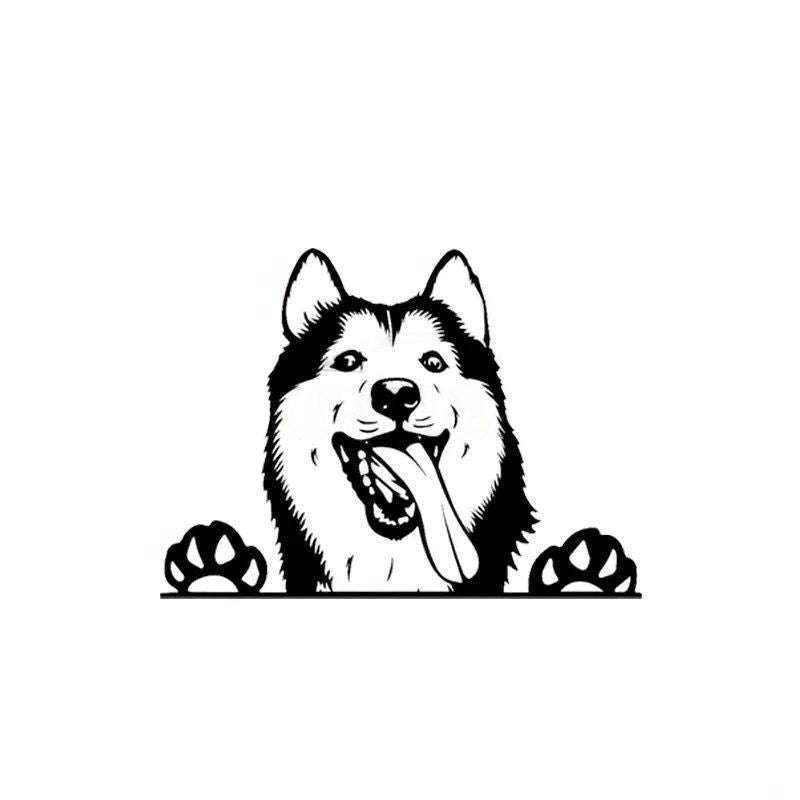 Husky 'Tongue Out' Vinyl Car Peeker Sticker