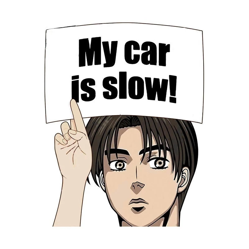 Initial D 'Takumi | My Car Is Slow! | Shocked' Vinyl Car Peeker Sticker