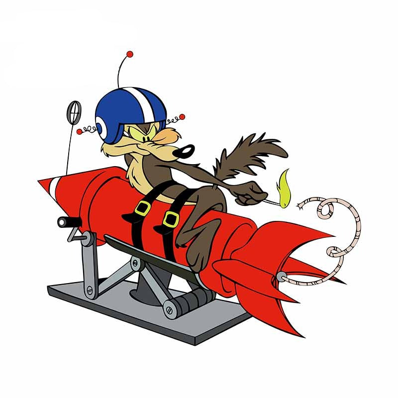 Looney Tunes 'Coyote | Lighting a Rocket | Left' Vinyl Car Sticker