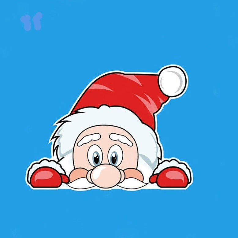 Santa Claus 'Sad Face' Vinyl Car Peeker Sticker