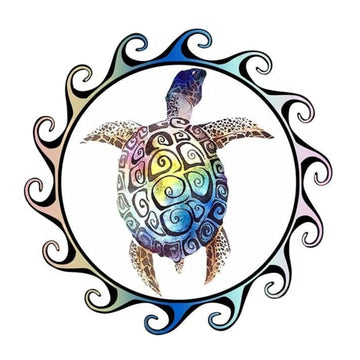Sea Turtle Sun 'Jigsaw Puzzle Tribal | Colorful' Vinyl Car Sticker