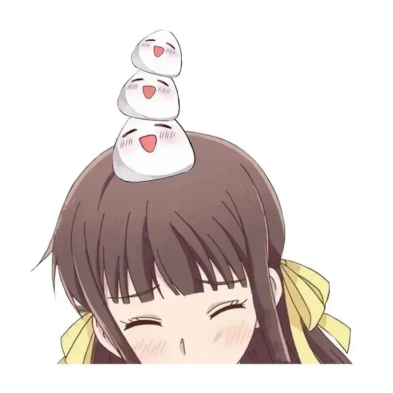 Fruits Basket 'Tohru And Rice Balls | Tired' Vinyl Car Peeker Sticker
