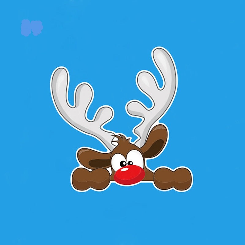 Christmas 'Rudolf  | Crossed Eyes' Vinyl Car Peeker Sticker