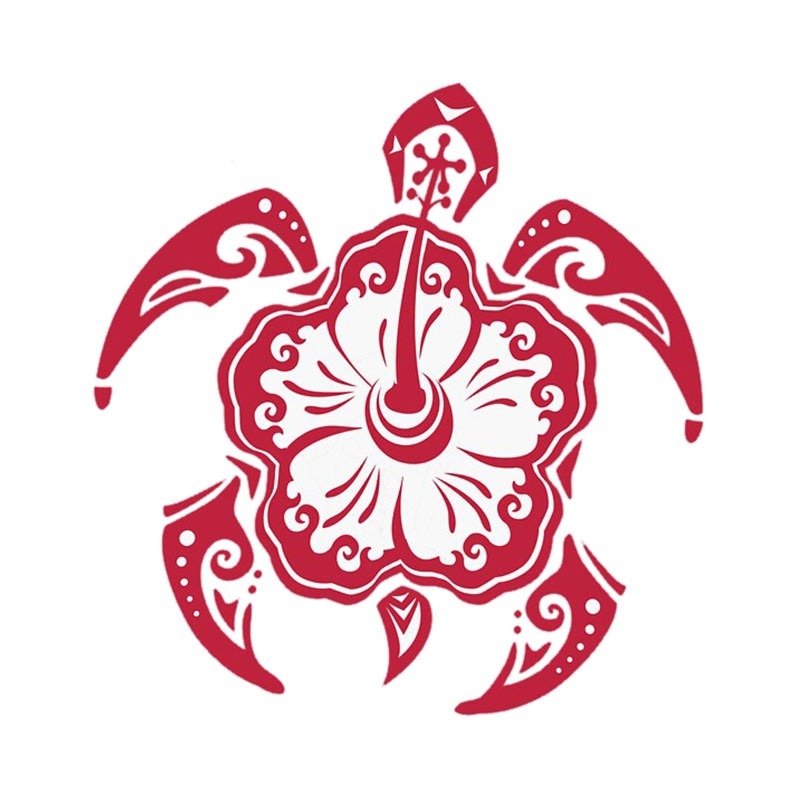 Sea Turtle 'Hibiscus Flower Tribal' Vinyl Car Sticker