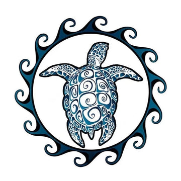 Sea Turtle Sun 'Jigsaw Puzzle Tribal' Vinyl Car Sticker