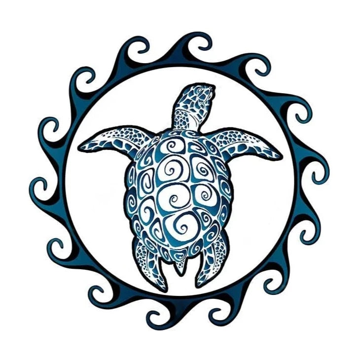 Sea Turtle Sun 'Jigsaw Puzzle Tribal' Vinyl Car Sticker