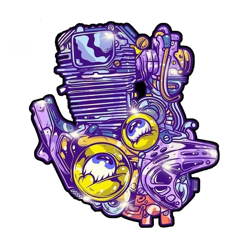 Cool 'Monster Engine | Biker Engine | Violet' Vinyl Car Sticker