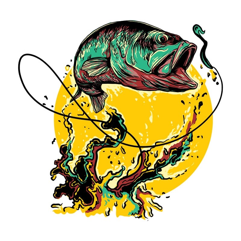 Fish 'Reaching For Hook' Vinyl Car Sticker