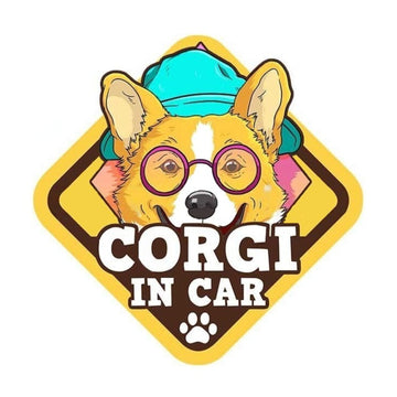 Warning Sign 'Corgi In Car | Nerdy' Vinyl Car Sticker