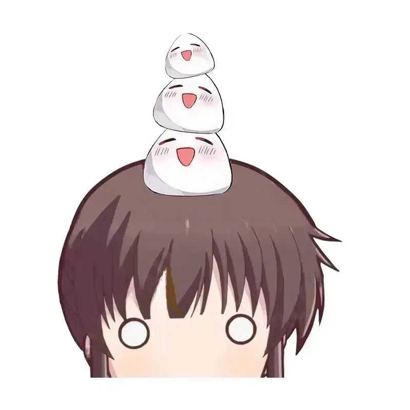 Fruits Basket 'Tohru And Rice Balls | Blank Eyes' Vinyl Car Peeker Sticker