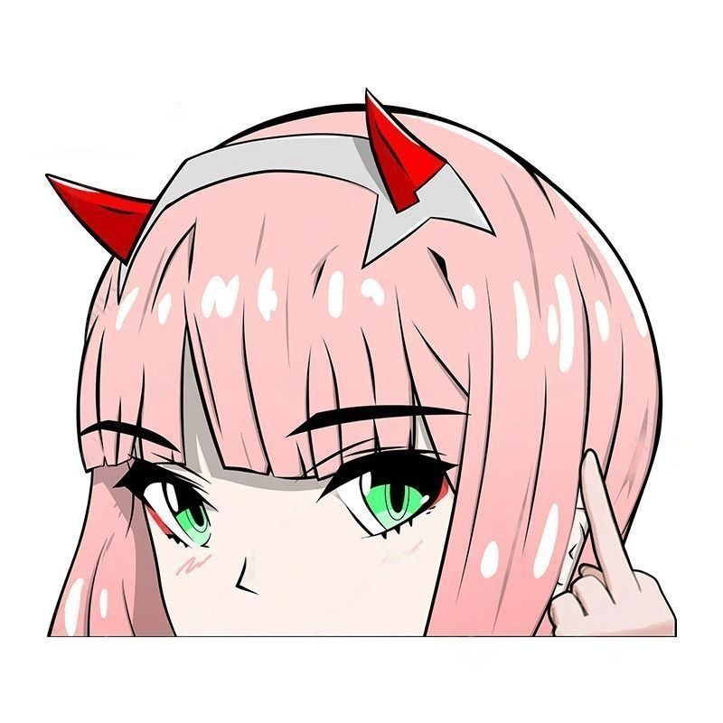 Darling In The Franxx 'Zero Two Glancing| F U' Vinyl Car Peeker Sticker