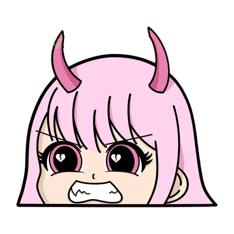 Darling In The Franxx 'Young Zero Two | Angry Face' Vinyl Car Peeker Sticker