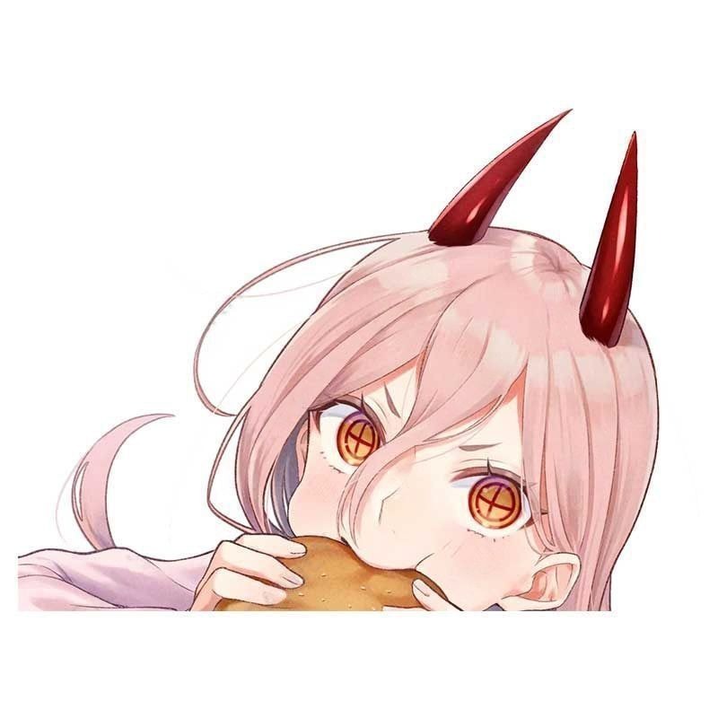 Chainsaw Man 'Power | Eating' Vinyl Car Peeker Sticker