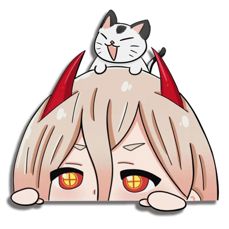 Chainsaw Man 'Chibi Power and Meowy' Vinyl Car Peeker Sticker