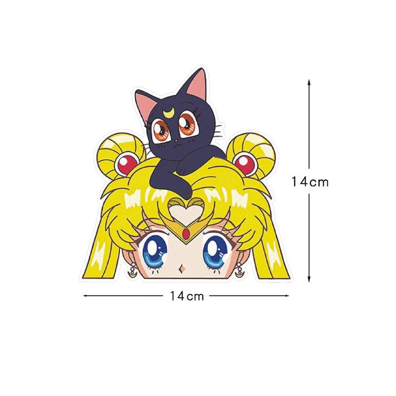 Sailor Moon And Luna 'Peeking' Vinyl Car Peeker Sticker