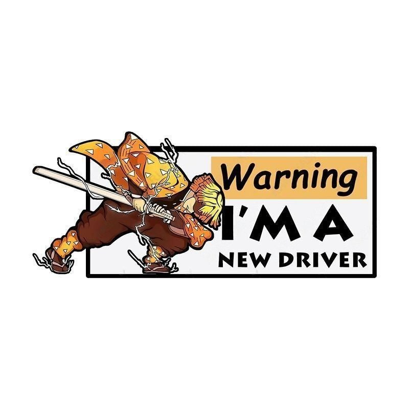 Warning I'm A New Driver 'Zenitsu | Thunderclap and Flash' Vinyl Car Sticker