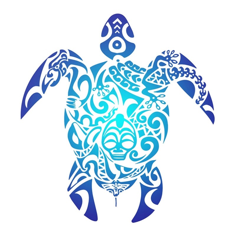 Sea Turtle 'Polynesian Maori Tribal' Vinyl Car Sticker