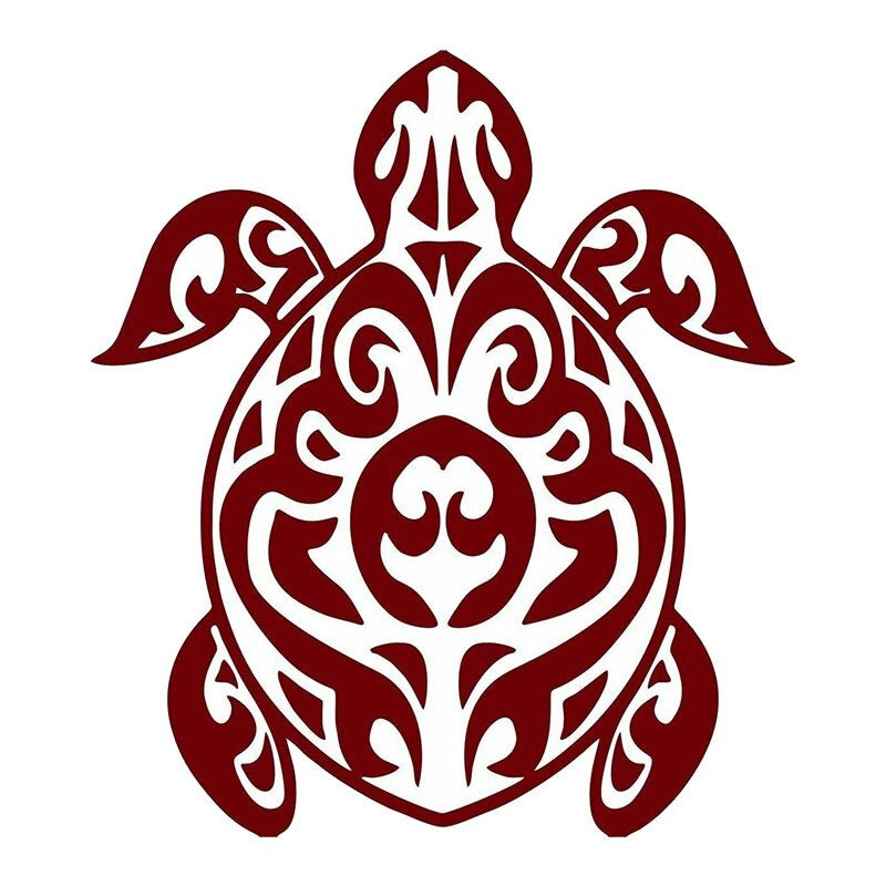 Tribal Sea Turtle 'Maroon' Vinyl Car Sticker