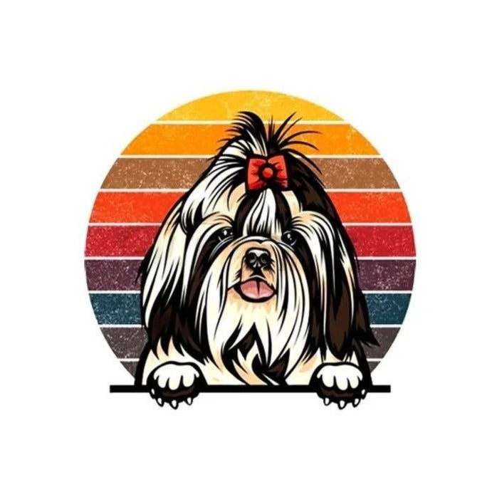 Cute 'Shih Tzu | Colorful Stripes' Vinyl Car Peeker Sticker