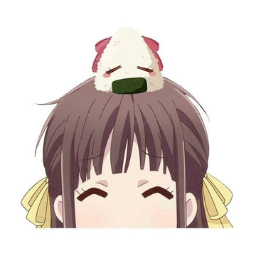 Fruits Basket 'Tohru And Rice Ball | Pink And Yellow Ribbons' Vinyl Car Peeker Sticker